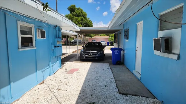 a view of car parked in garage