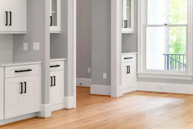 a bathroom with a bathtub and shower