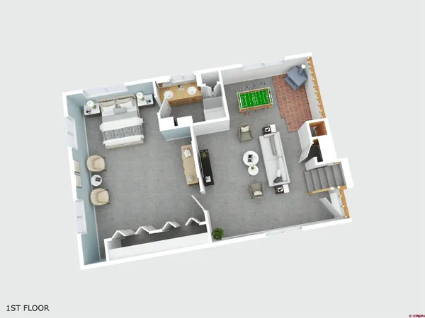 view of living room with furniture and appliances