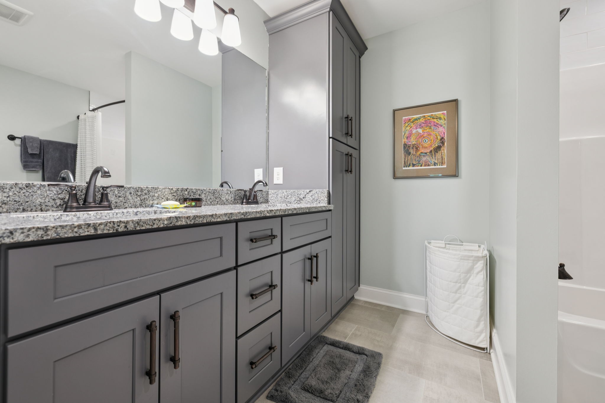2022 Trout Trail Murfreesboro, TN 37129 - Photo 32 of 44 a bathroom with a double vanity sink and a mirror