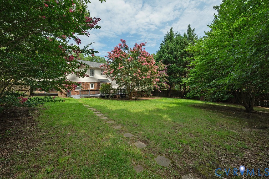 6901 Manning Road Chesterfield, VA 23832 - Photo 14 of 57 Expansive rear yard featuring green lawn, mature t