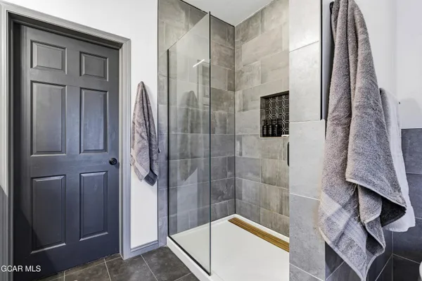 a bathroom with a shower