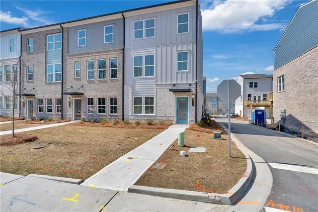 a view of a building with a swimming pool