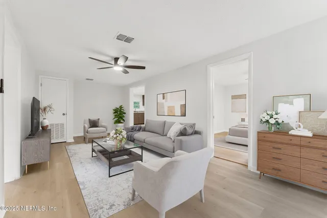 a living room with furniture