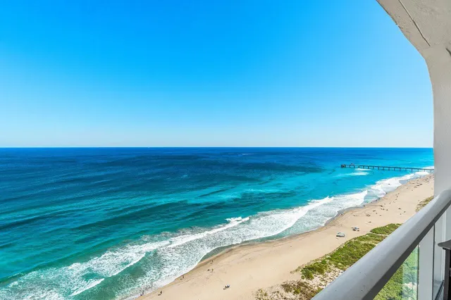 a view of an ocean from a balcony