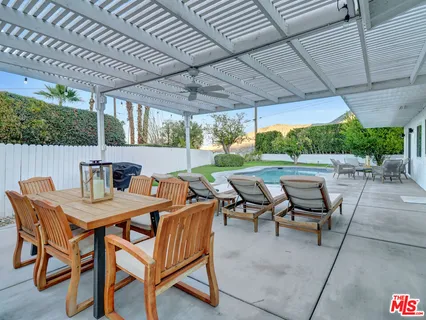 a view of an outdoor space with seating