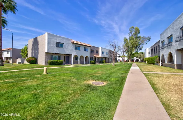 a view of a playground with a swimming pool