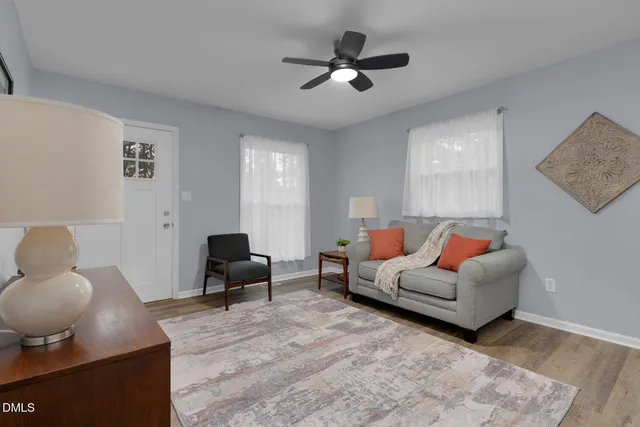 a living room with furniture