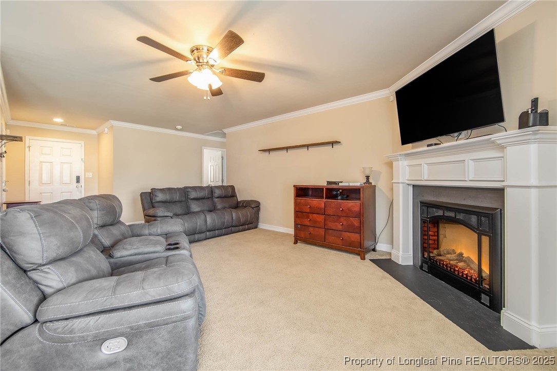 298 Declaration Drive Raeford, NC 28376 - Photo 12 of 31 a living room with furniture a flat screen tv and a fireplace