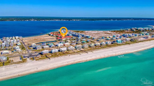 a view of a city and ocean view