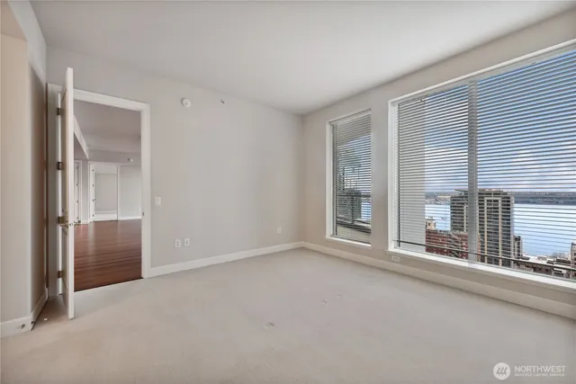 an empty room with windows