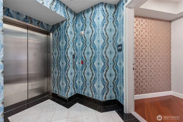 a view of a glass door with glass door