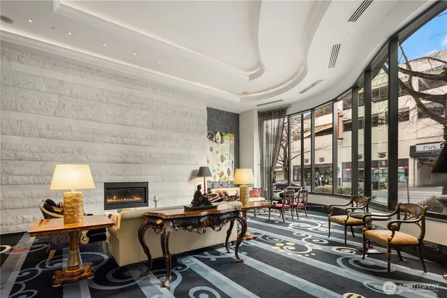 a room with gym equipment and a large window