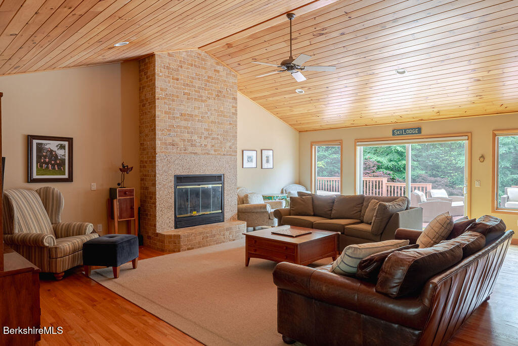 69 Bliven Road Otis, MA 01253 - Photo 16 of 34 Living Room, Glass Doors to Deck