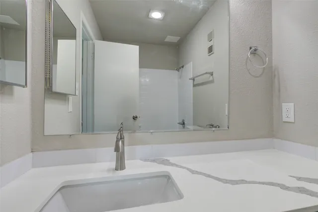 a bathroom with a bathtub