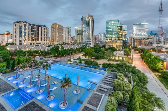 a view of a city that has tall buildings