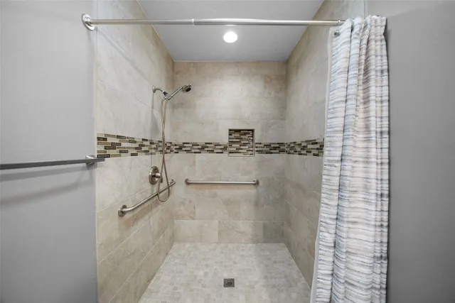 a bathroom with a shower