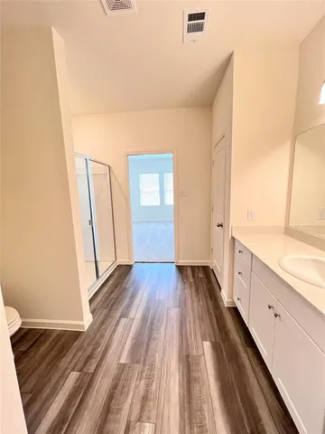 an empty room with windows