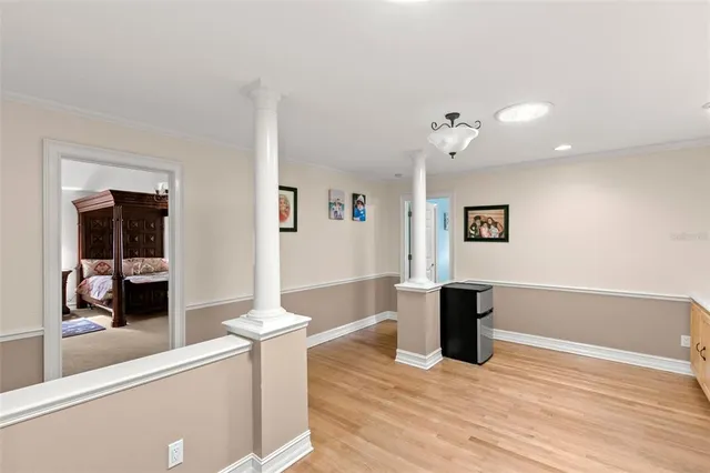 an aerial view of a house having yard