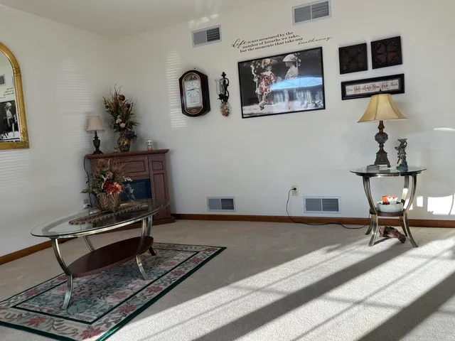 a living room with furniture and a rug