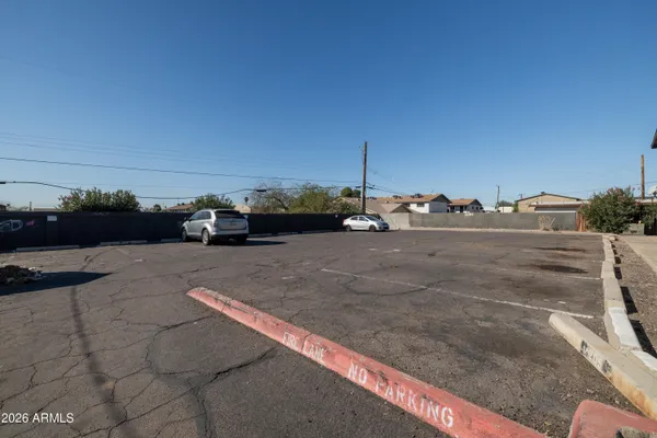 a view of car parked with city view