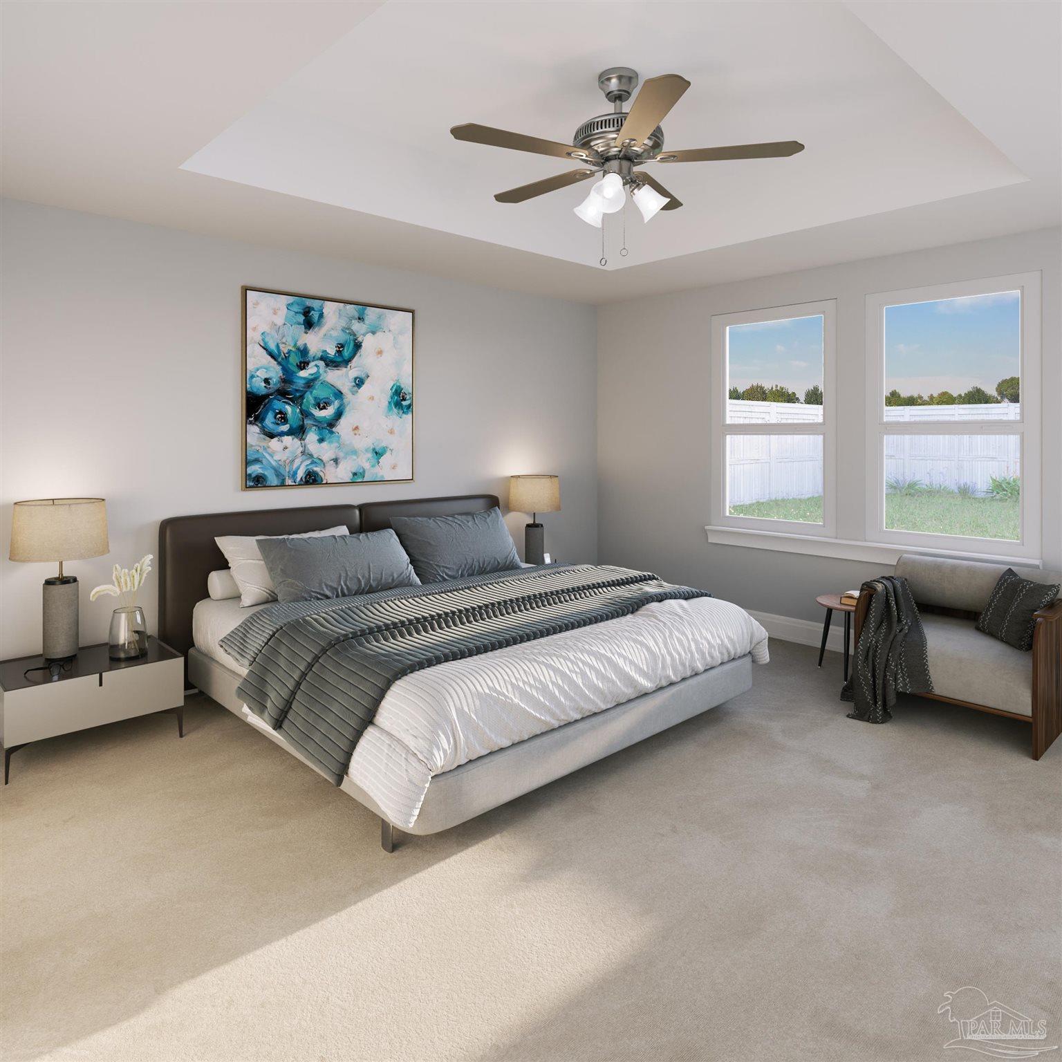 4289 Carl Booker Road Milton, FL 32583 - Photo 8 of 40 a bedroom with a bed couches and a large window