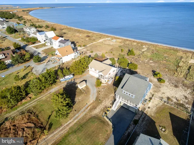 an aerial view of a ocean beach