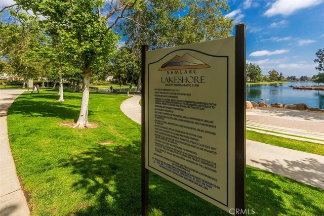 a view of a lake with a yard