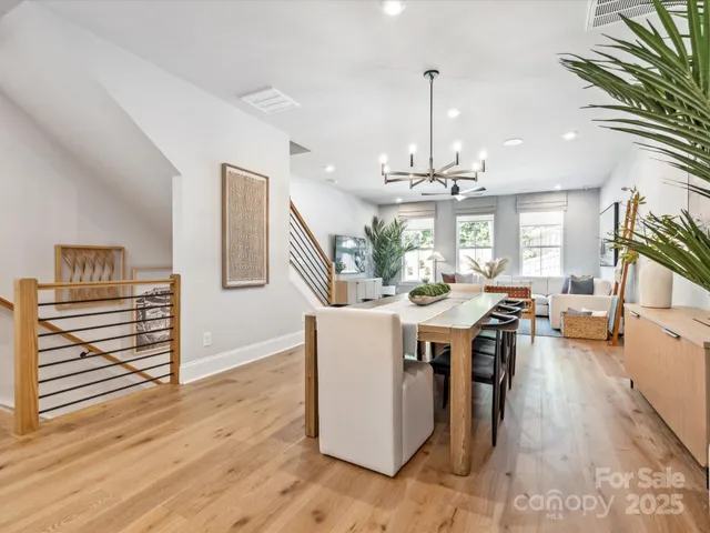 a view of a kitchen and dining room