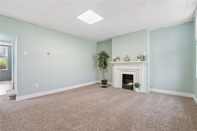a view of a livingroom with a fireplace