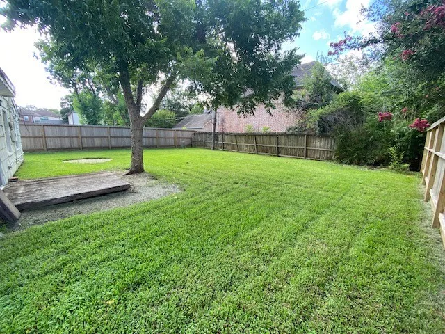 a view of a backyard with a small cabin