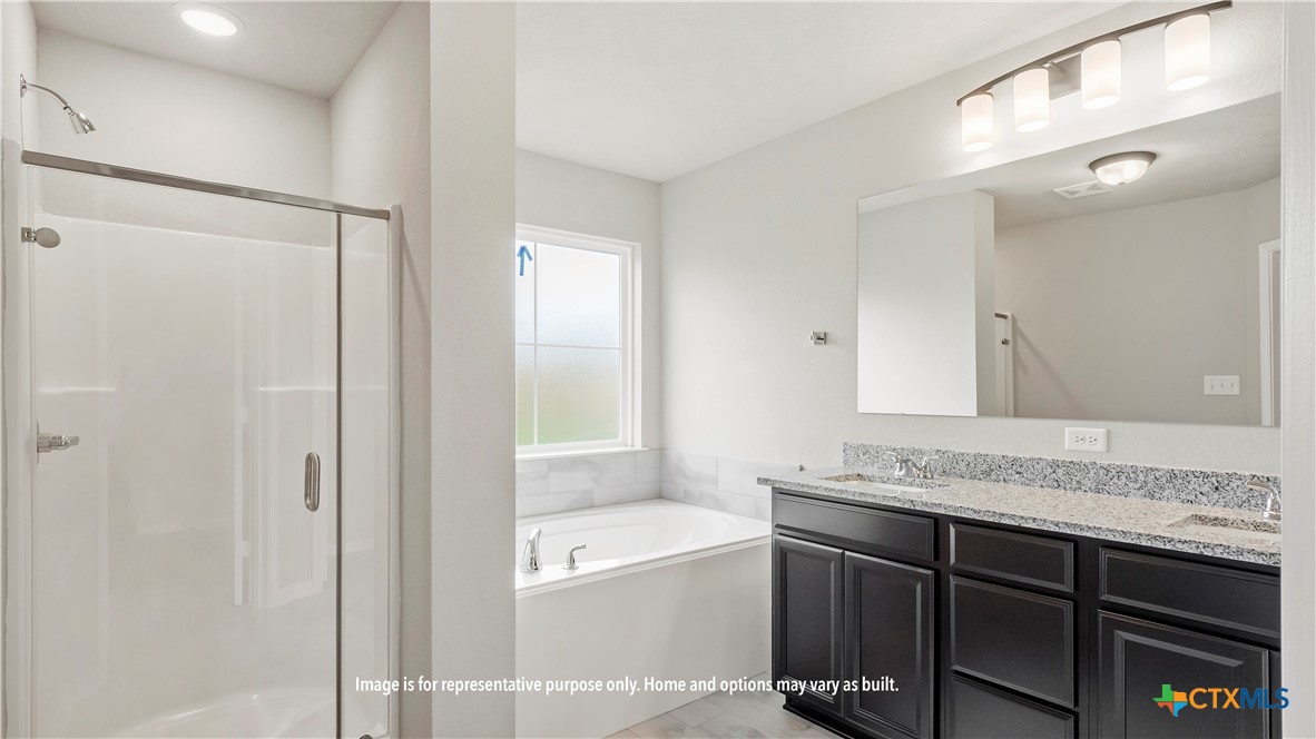 2003 Filmore Cove Temple, TX 76504 - Photo 9 of 9 a bathroom with a granite countertop sink mirror and bathtub