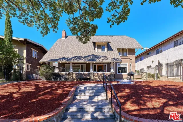 a front view of a building with street view