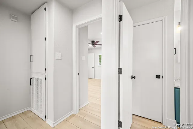 a view of a bathroom with closet