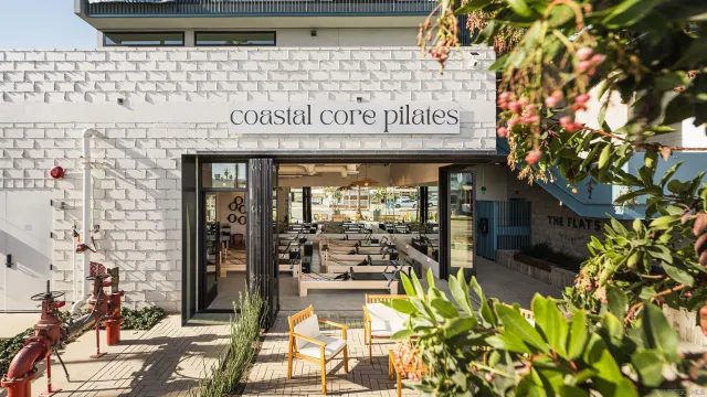 a view of a shop with a fountain