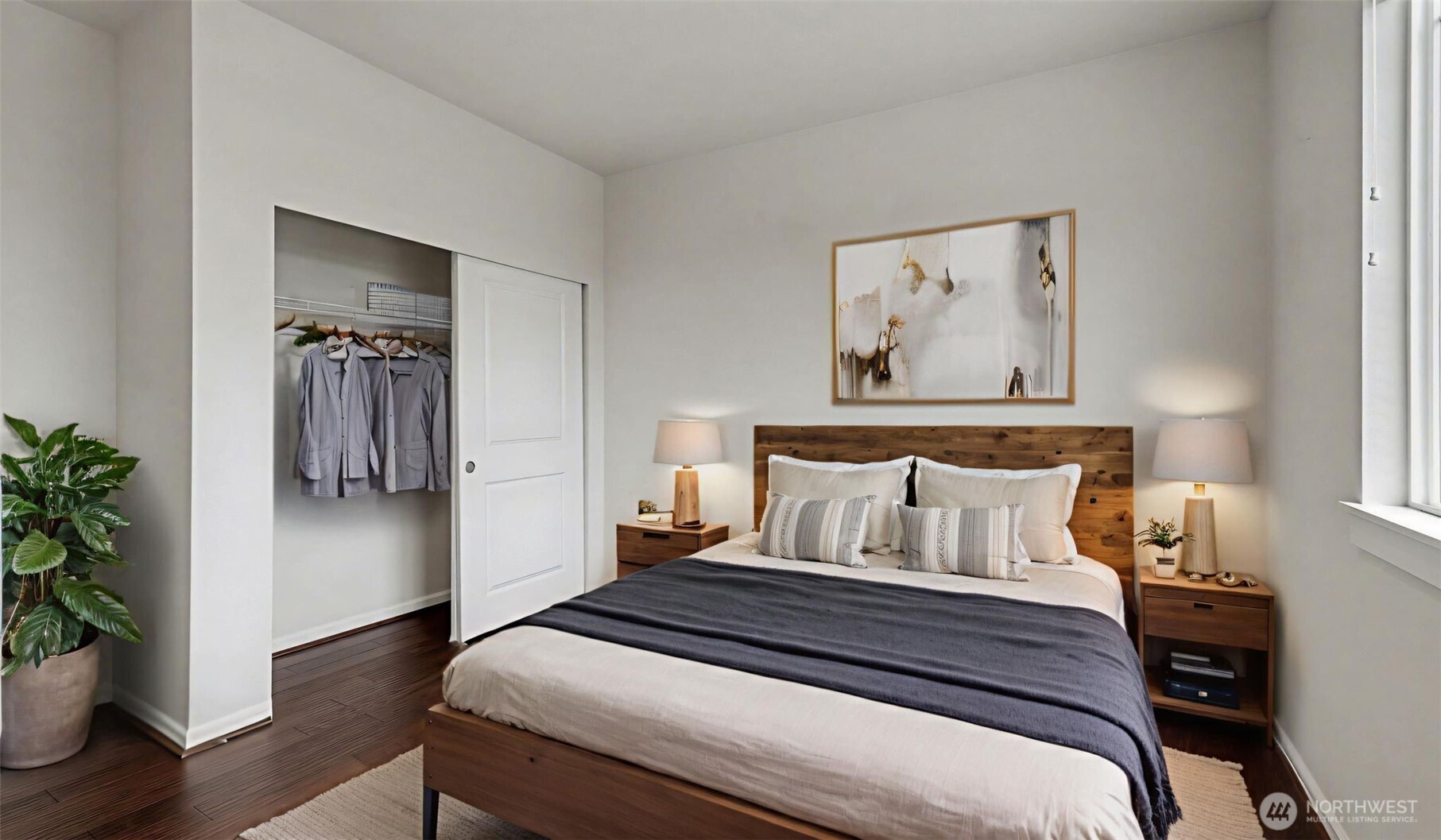 20024 90th Place South Kent, WA 98031 - Photo 12 of 28 a bedroom with bed and wooden floor