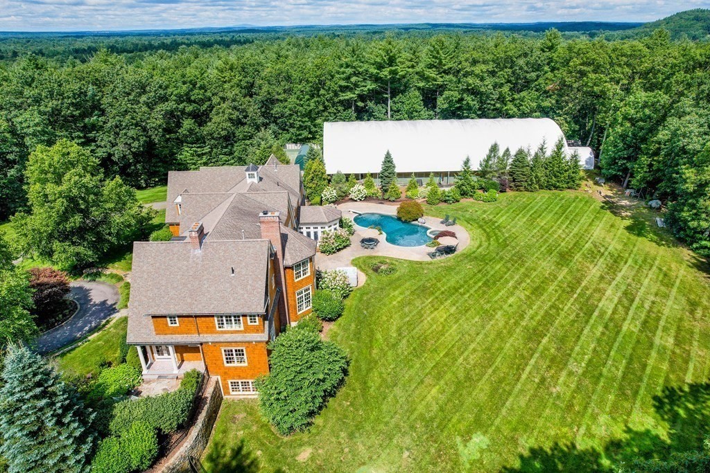 66 Goodnow Road Sudbury, MA 01776 - Photo 39 of 42 an aerial view of residential house with outdoor space and trees all around