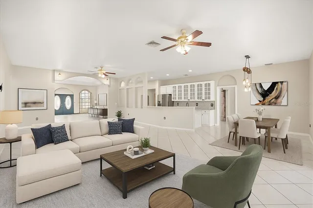 a living room with furniture