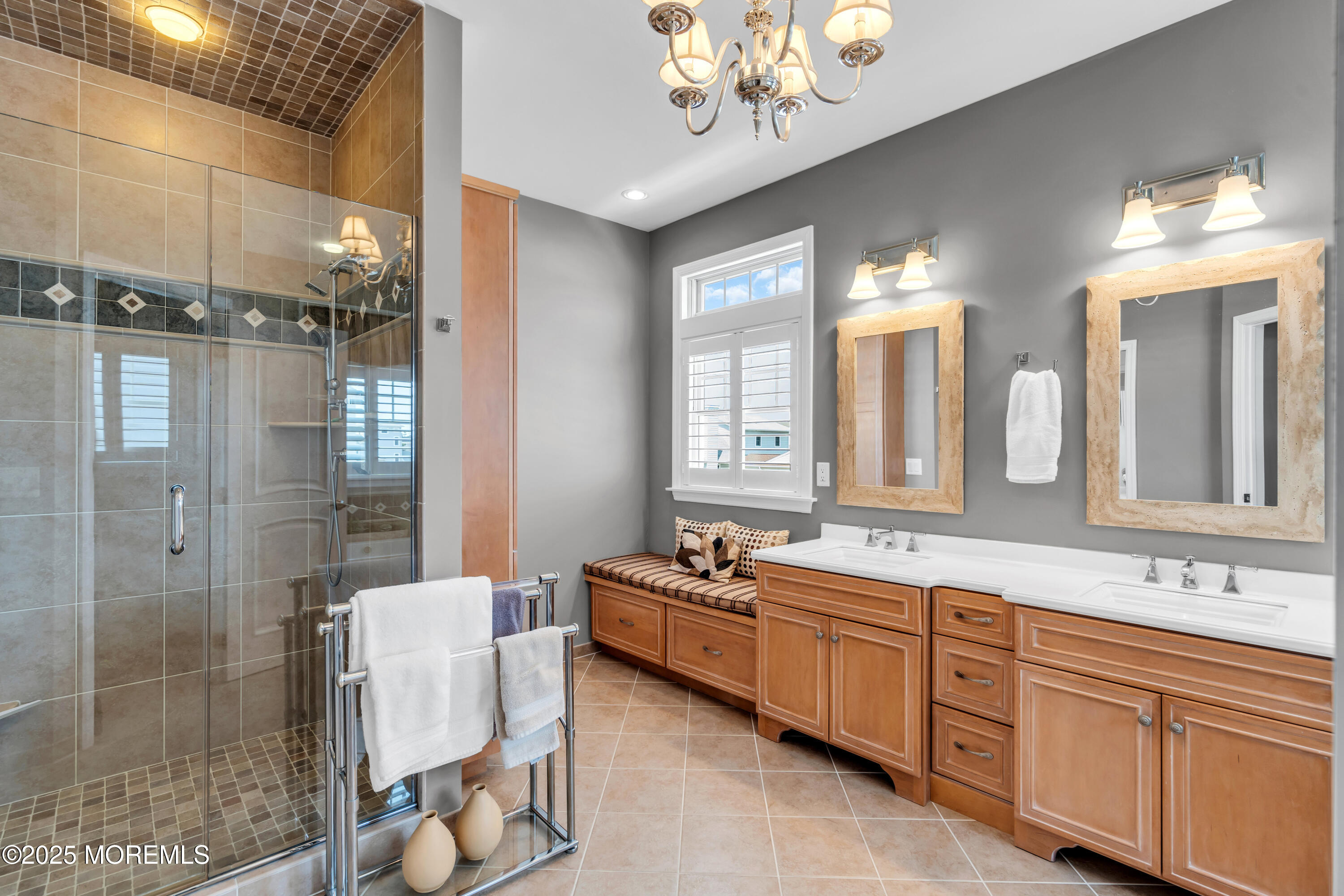230 South Lagoon Road Lavallette, NJ 08735 - Photo 10 of 24 a spacious bathroom with a sink mirror and a shower