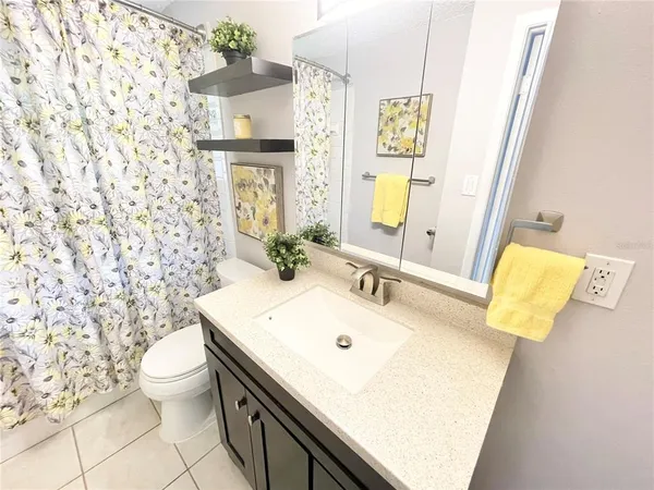 a bathroom with a sink toilet and mirror
