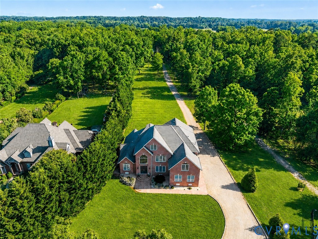 an aerial view of a house