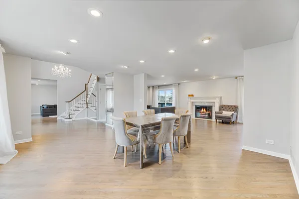 a view of a dining area with furniture