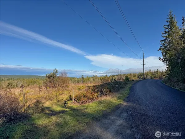 a view of a road with a mountain