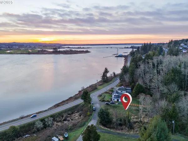 a view of a lake in front of a building