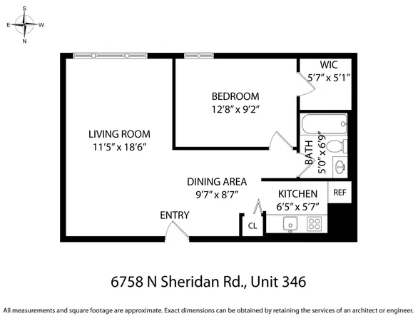 $1,616 | 6758 North Sheridan Road, Unit 346, Chicago, IL 60626