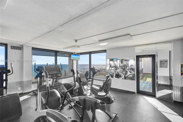 a view of a room with gym equipment