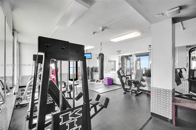 a view of a room with gym equipment