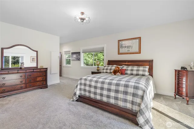 a bedroom with a bed and a dresser