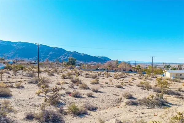 a view of a large building with a mountain in the background