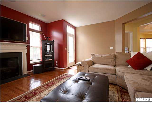 708 Rainier Road Charlottesville, VA 22903 - Photo 4 of 29 a living room with furniture a flat screen tv and a fireplace